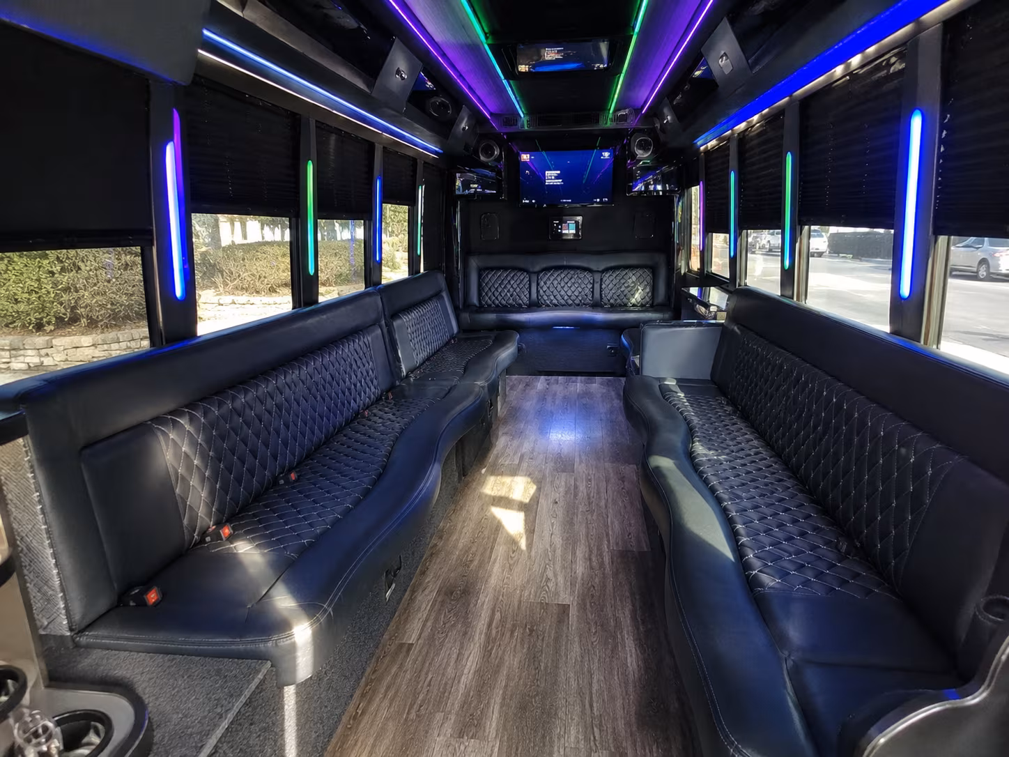 Group beside a Mercedes Sprinter limo in Lubbock