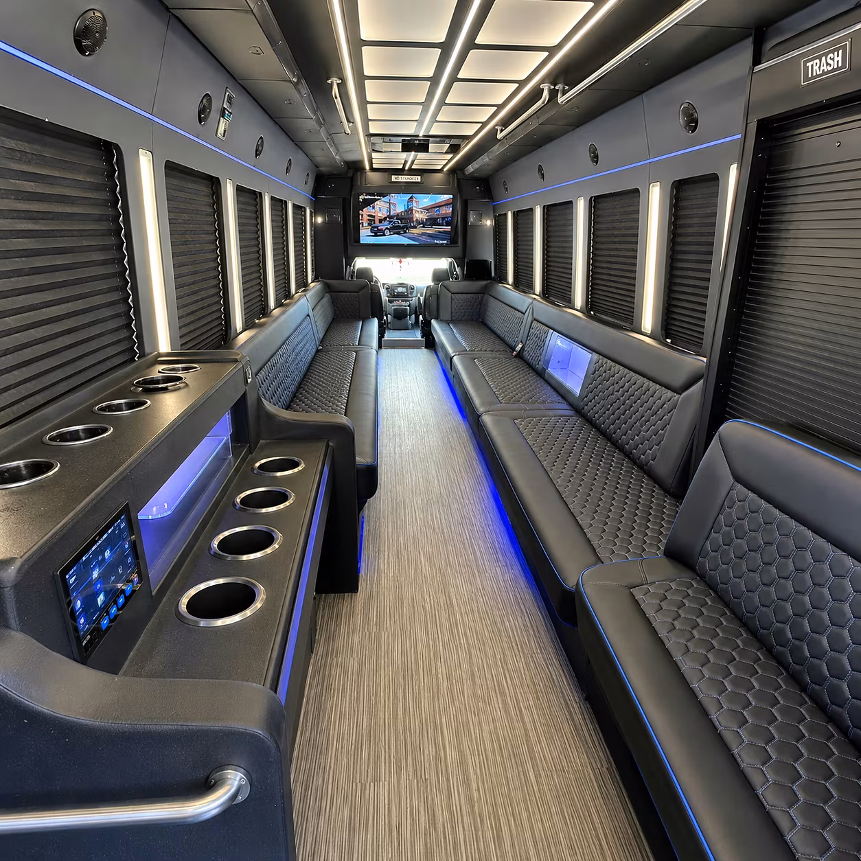 Lubbock Wedding Transportation party bus interior